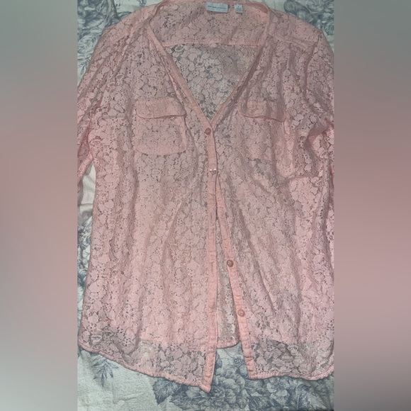 New York & Company Tops - New York and Company see through lace shirt